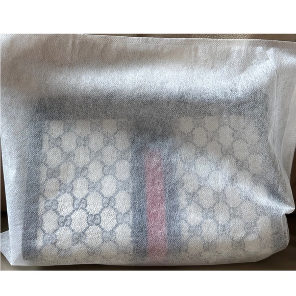 Certified Authentic Vintage Gucci Web Canvas Navy Leather Velcro Clutch, COA - Picture 9 of 12